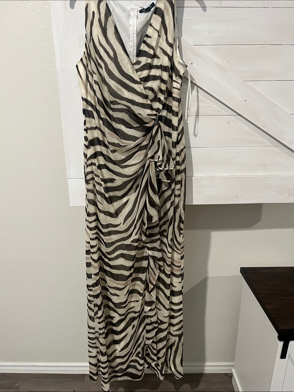 Polo by Ralph Lauren Zebra-Print Sleeveless Maxi Dress - Black & Cream